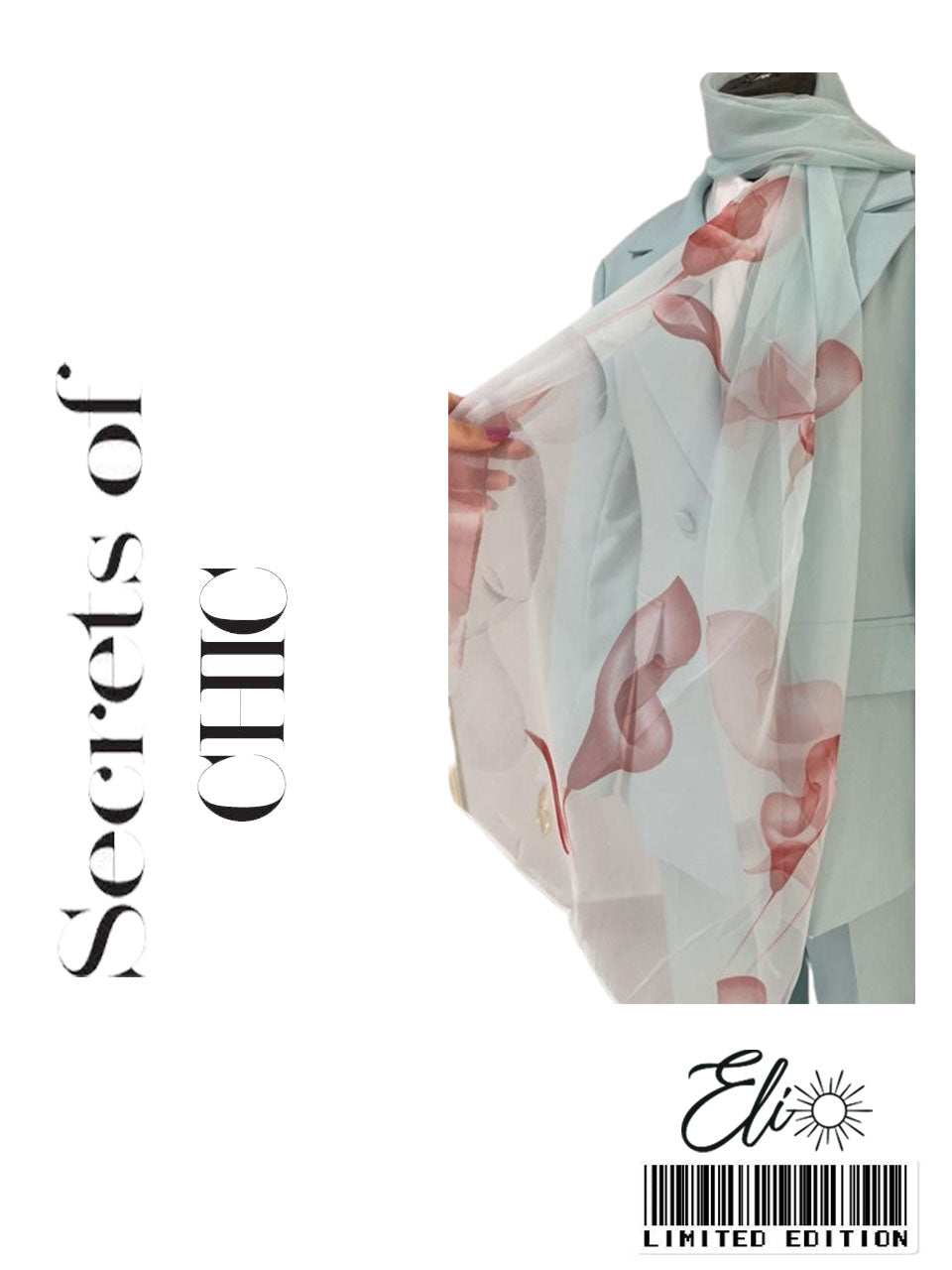 Silk Chiffon Printed Pale Turquoise Scarf