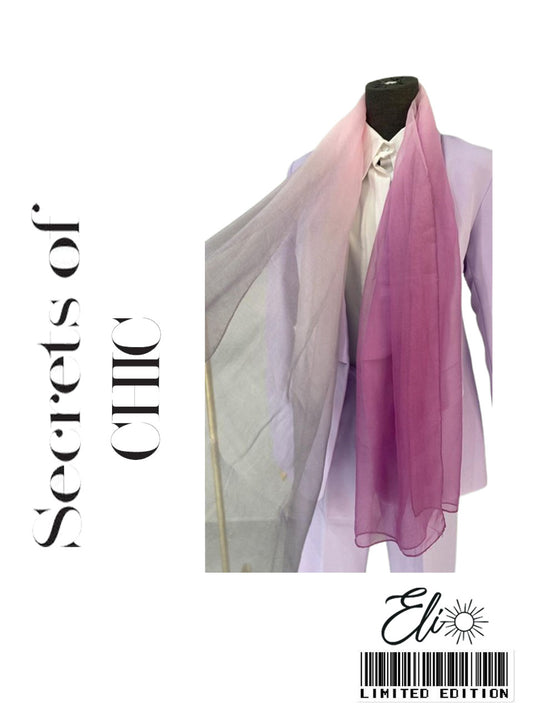 Silk Chiffon Monochrome Purple Scarf